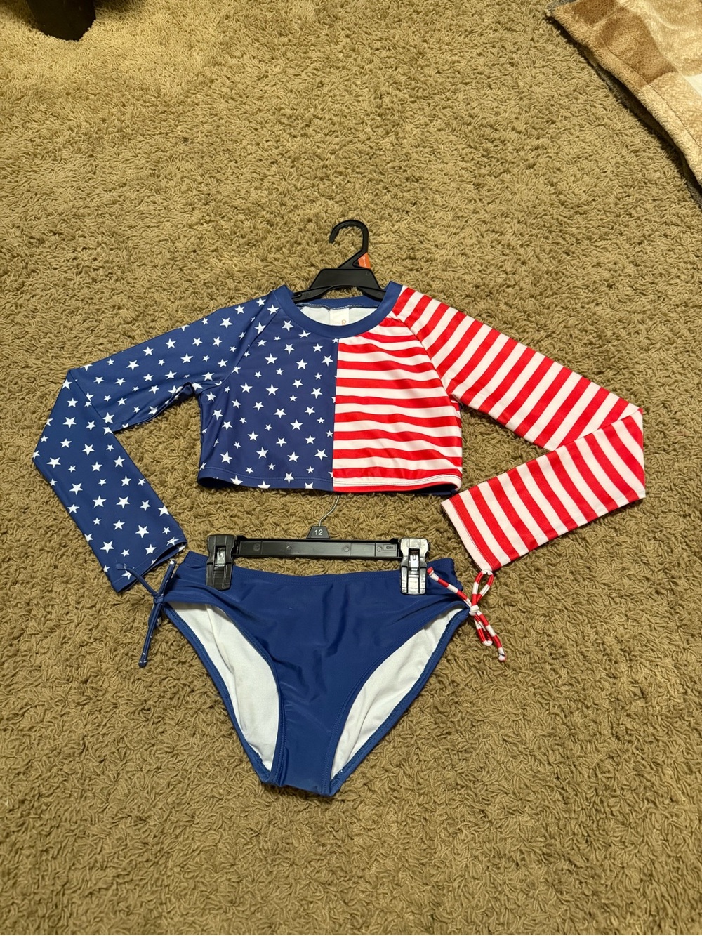 Cat & Jack Girls' Red, White & Blue Star-Striped Rashguard Swim Set